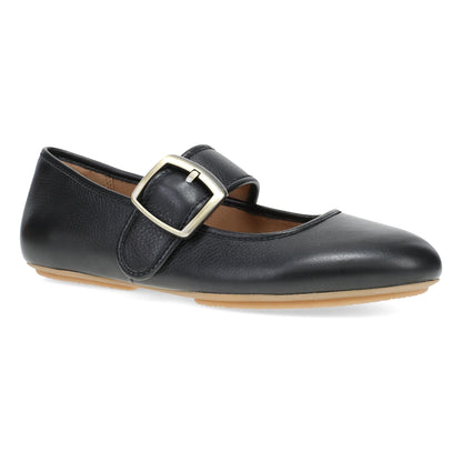 Black Leather Flat,36