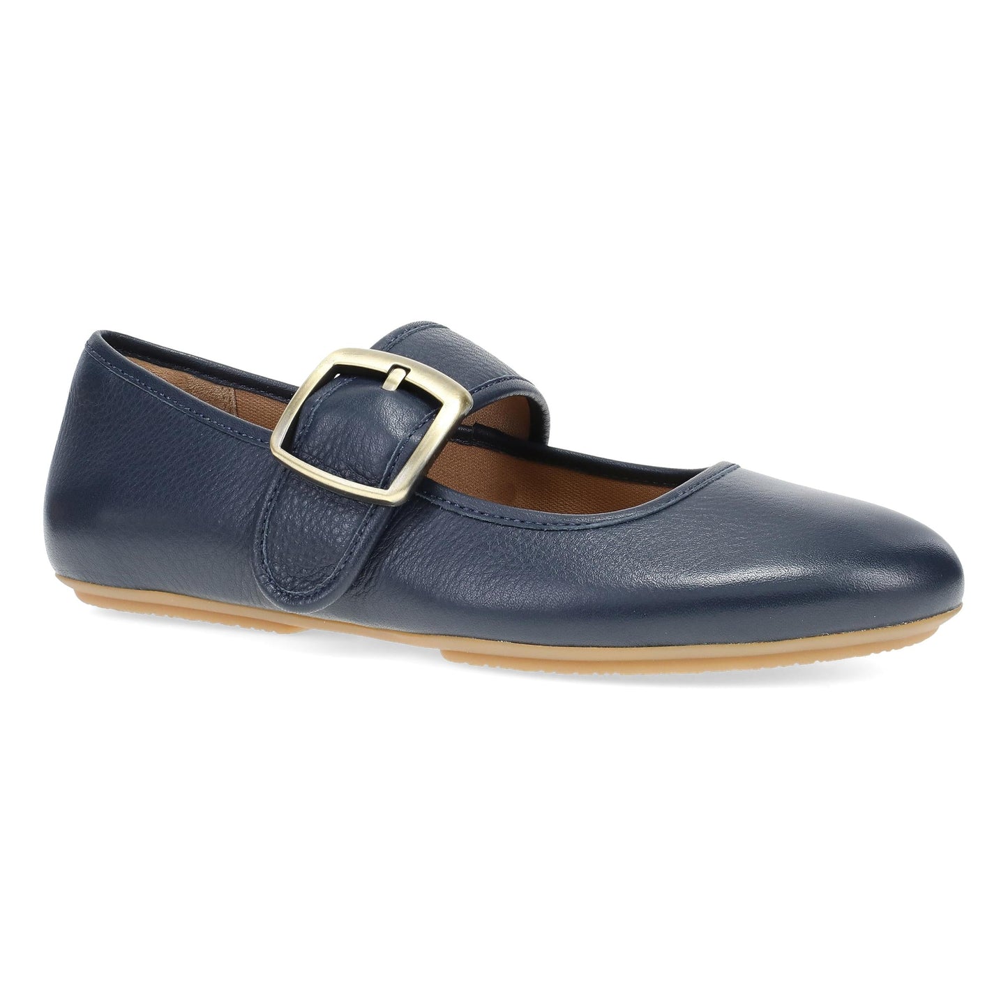 Navy Leather Flat,36