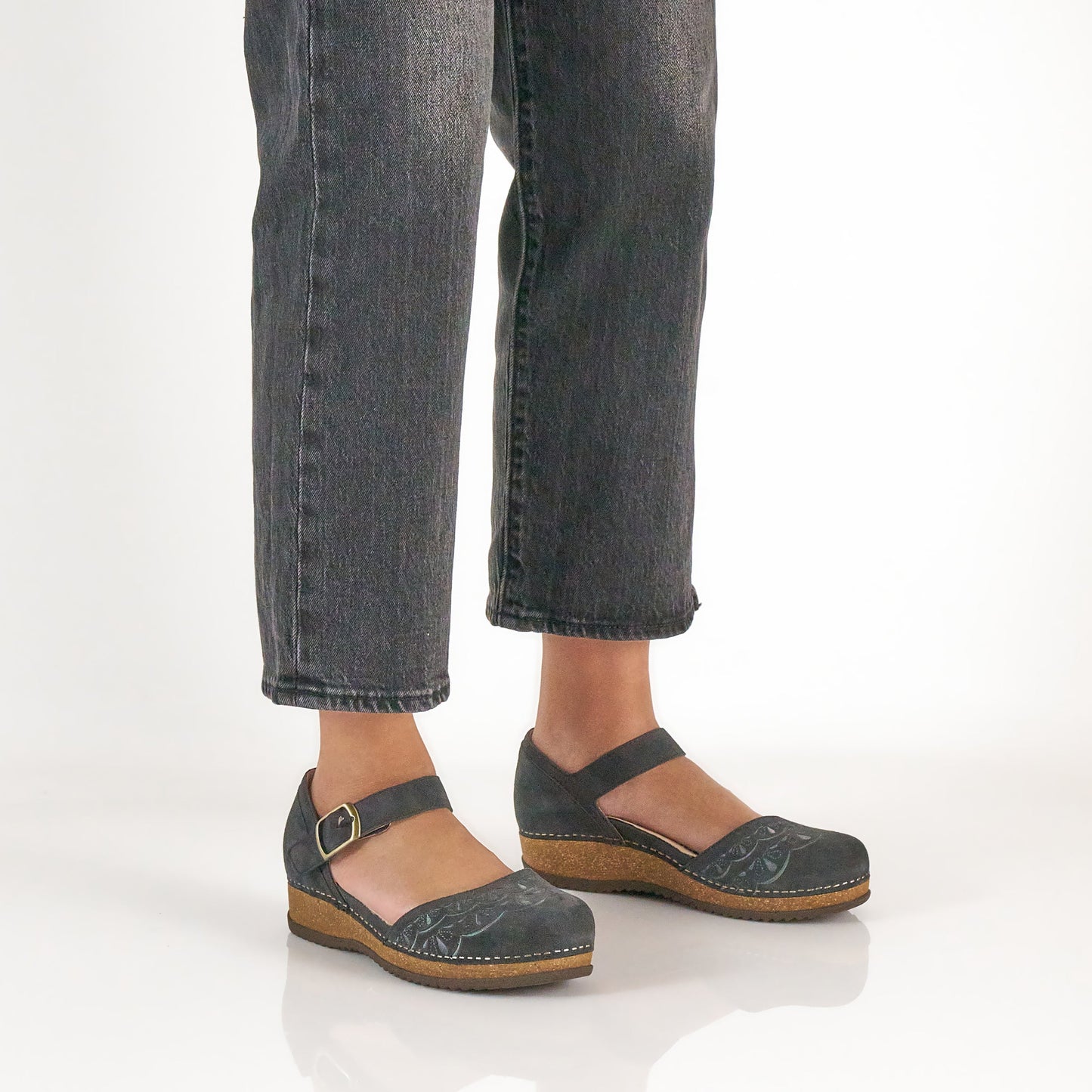 Dansko Mae Charcoal Embroidered Suede