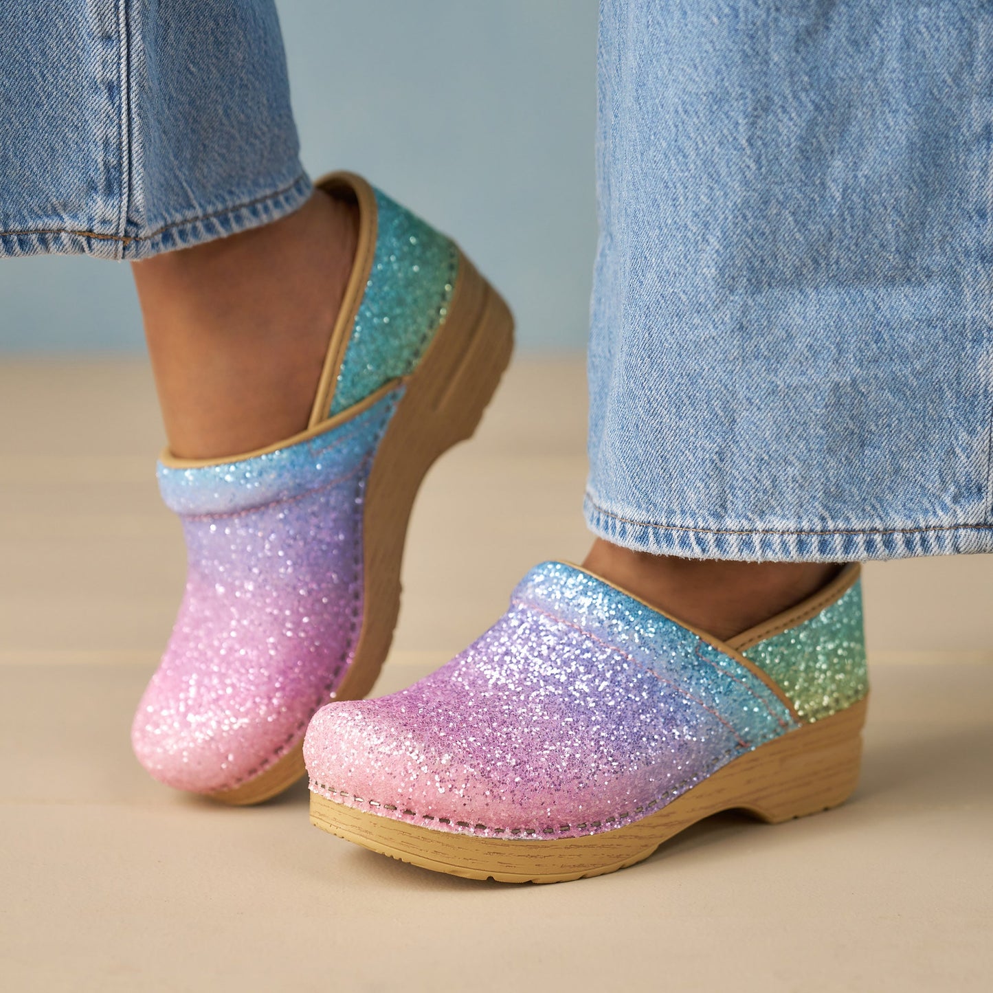 Dansko Wide Pro Pastel Rainbow Glitter