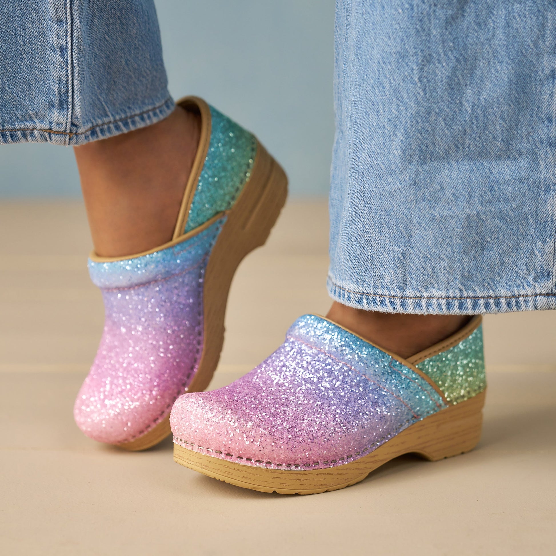 Dansko Wide Pro Pastel Rainbow Glitter