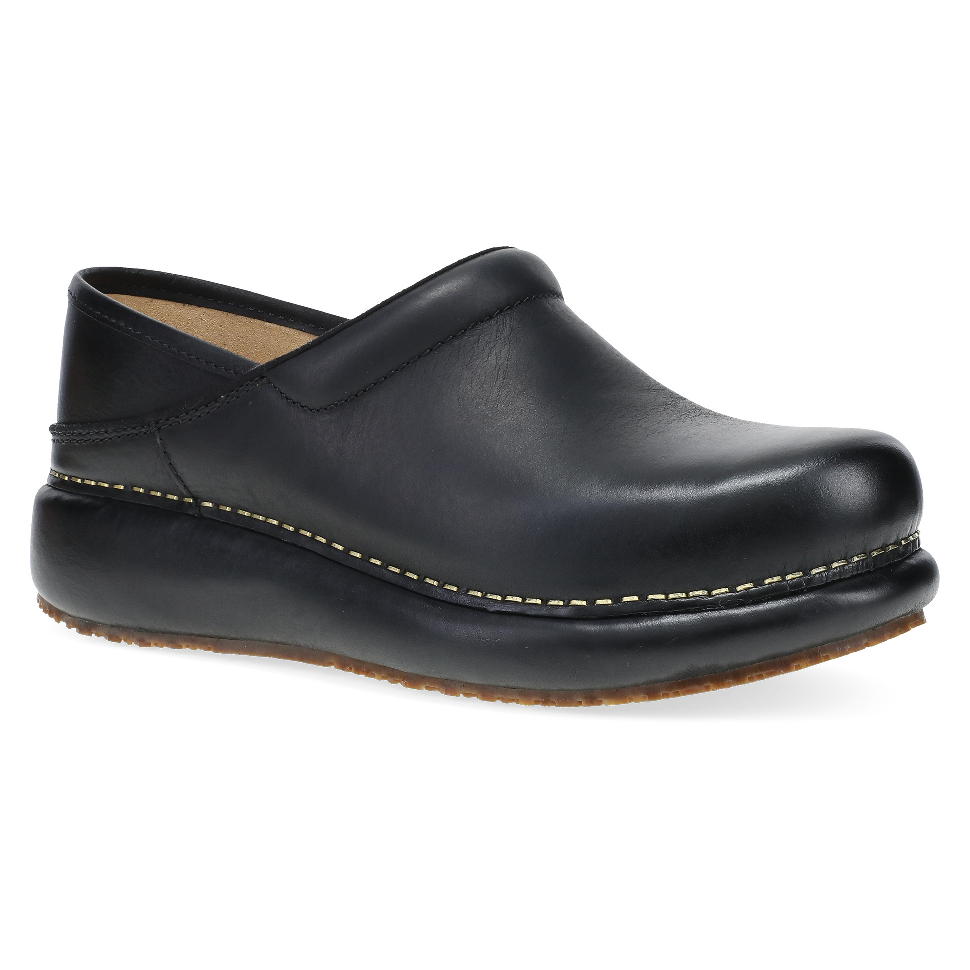 Black Burnished Nubuck Clog,36