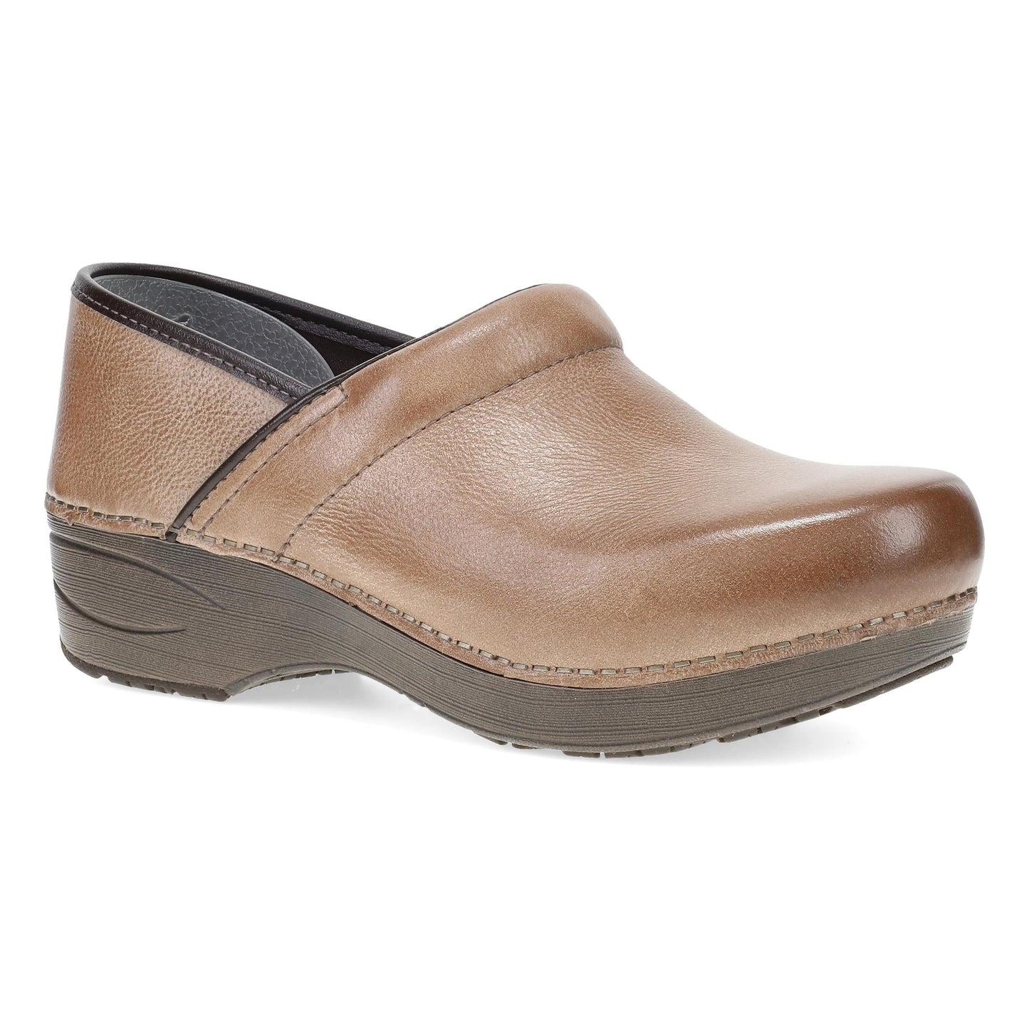 Coffee Leather Clog,36