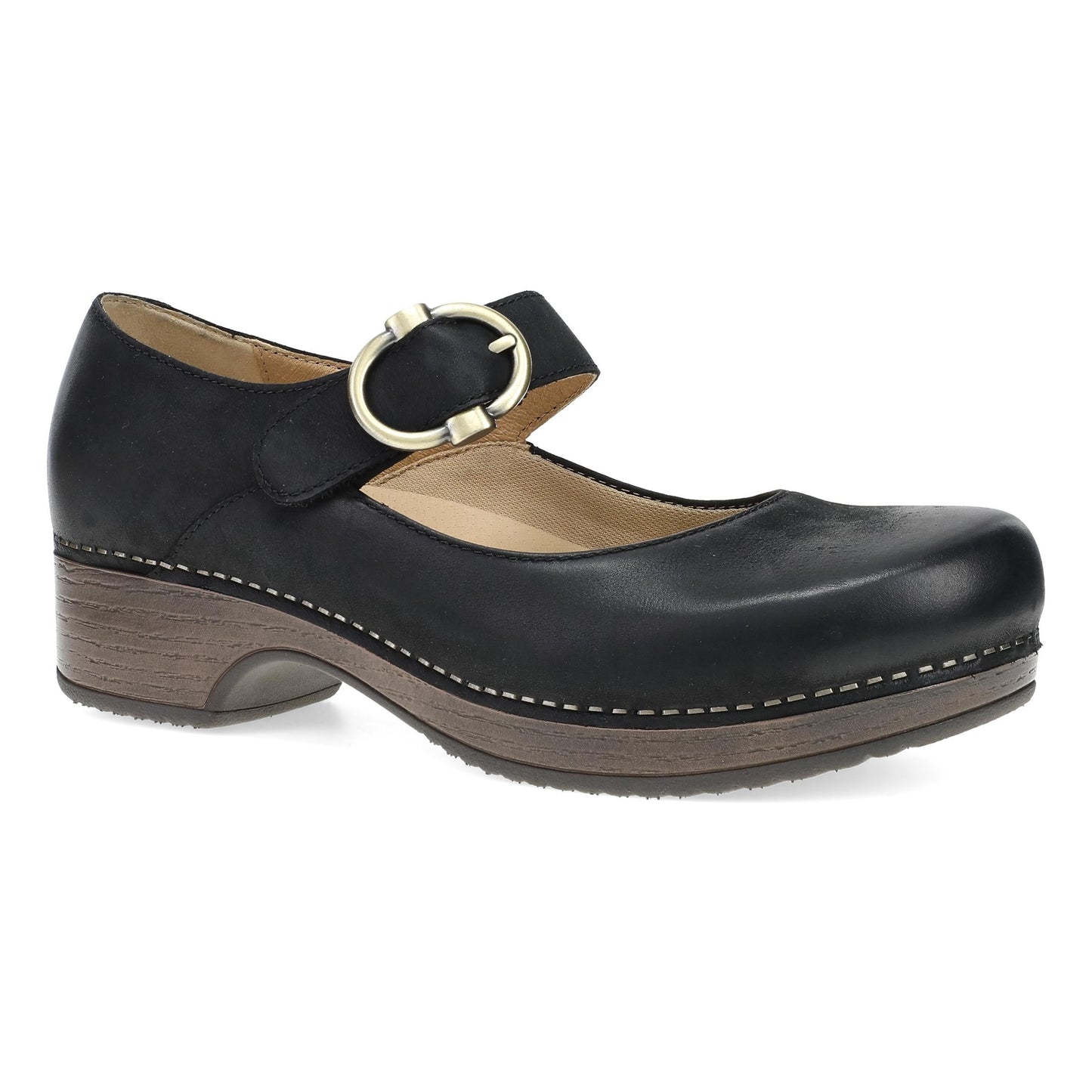Black Leather Clog,36