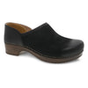 Black Burnished Suede Clog