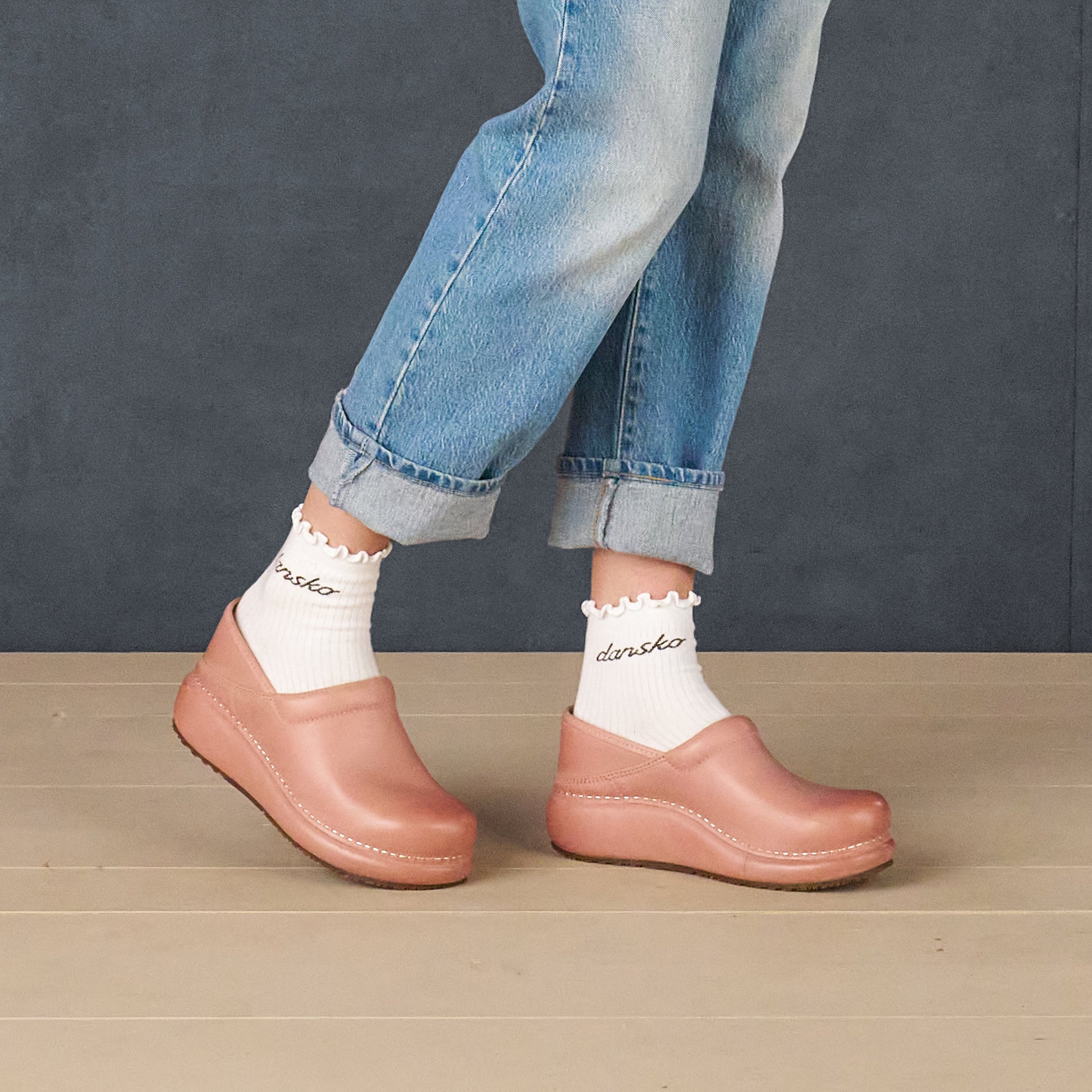 Dansko Platform Pro Coral Leather